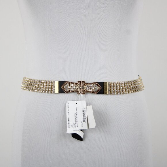 Christine Alexander $125 Sz L Gold Crystal Topaz Hinge Buckle 40\